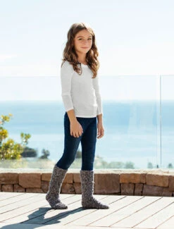 CozyChic® Youth Socks -SAP Clothing Shop B814 HE INDIGO WHITE