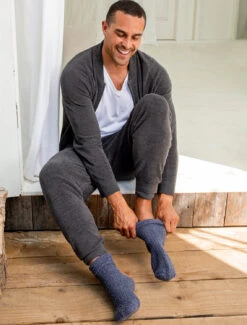 CozyChic® Men's Ribbed Socks -SAP Clothing Shop BDMCC1077 indigo pacific blue 1