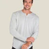 Malibu Collection® Men’s Long Sleeve Henley With Woven Detail -SAP Clothing Shop BDMMC1670 cement 4