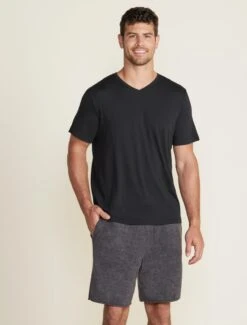 Malibu Collection® Men's Cotton Modal V-Neck Basic Tee -SAP Clothing Shop BDMMC22554 black 015