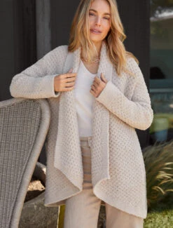 CozyChic® Honeycomb Shawl Cardigan -SAP Clothing Shop BDWCC21208 3497 V2
