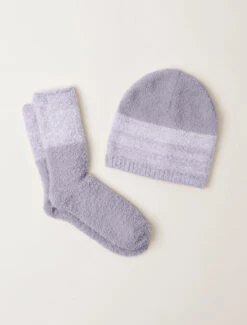 CozyChic® Heather Stripe Beanie And Sock Set 10 CozyChic® Heather Stripe Beanie And Sock Set -SAP Clothing Shop BDWCC21464 DoveGray W 1