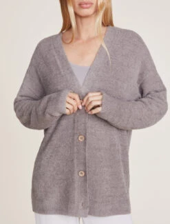 CozyChic Lite® Cable Button Cardigan -SAP Clothing Shop BDWCL21888 Beach Rock 1309