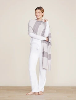 CozyChic Lite® Pinched Stripe Blanket Scarf 12 CozyChic Lite® Pinched Stripe Blanket Scarf -SAP Clothing Shop BDWCL22036 Silver Pewter 1854