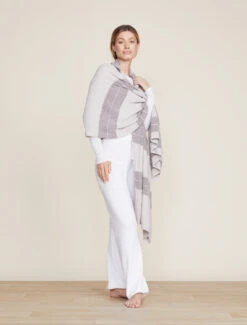 CozyChic Lite® Pinched Stripe Blanket Scarf 13 CozyChic Lite® Pinched Stripe Blanket Scarf -SAP Clothing Shop BDWCL22036 Silver Pewter 1866