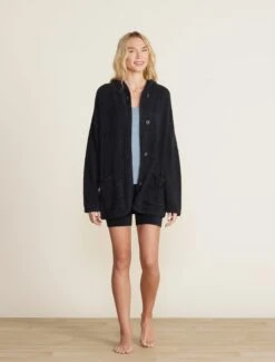 CozyChic Lite® Curved Hem Hooded Jacket -SAP Clothing Shop BDWCL22247 black 1359