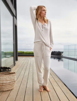 CozyChic Ultra Lite® Rib Back Placket Henley -SAP Clothing Shop BDWCU21252 4878 V3