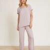 Washed Satin Tee & Cropped Pant Set 2 Washed Satin Tee & Cropped Pant Set -SAP Clothing Shop BDWES21241 Feather 5220