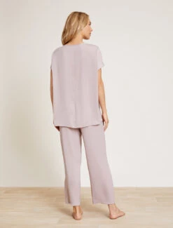 Washed Satin Tee & Cropped Pant Set 11 Washed Satin Tee & Cropped Pant Set -SAP Clothing Shop BDWES21241 Feather 5232