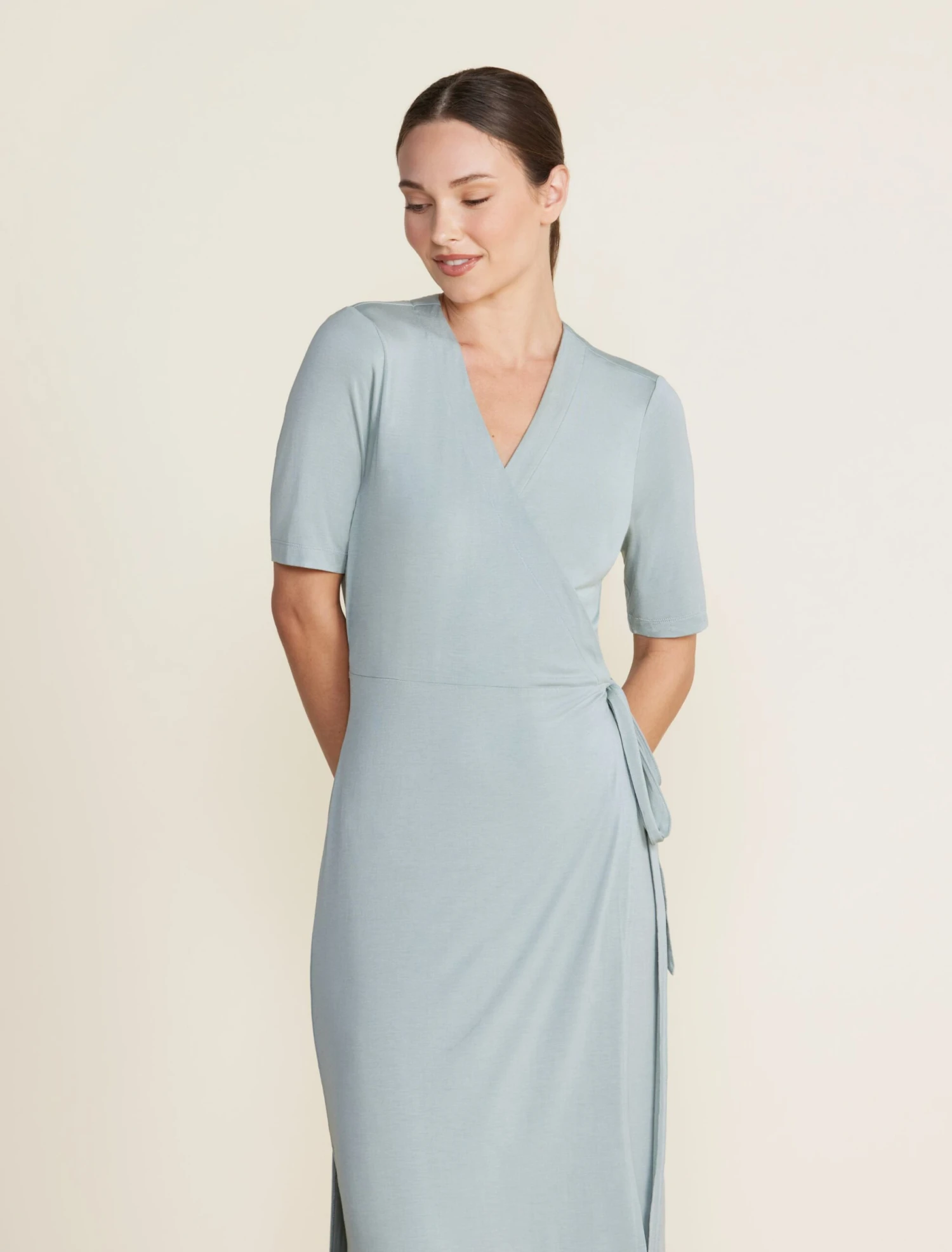Luxe Milk Jersey® 3/4 Sleeve Wrap Dress 6 Luxe Milk Jersey® 3/4 Sleeve Wrap Dress - Image 4
