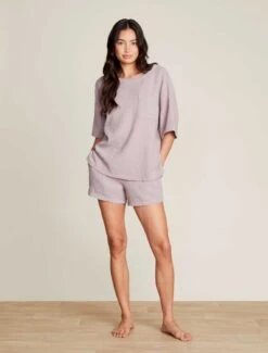 Malibu Collection® Sun Soaked Crinkle Cotton Tee & Short Set -SAP Clothing Shop BDWMC21668 BeachRock 0909