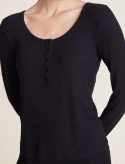 Malibu Collection® Ultra-Soft Rib Long Sleeve Henley 12 Malibu Collection® Ultra-Soft Rib Long Sleeve Henley -SAP Clothing Shop BDWMC21934 Black 1684