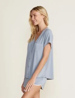 Malibu Collection® Soft Jersey Piped Lounge Set -SAP Clothing Shop BDWMC22293 moonbeam 2789