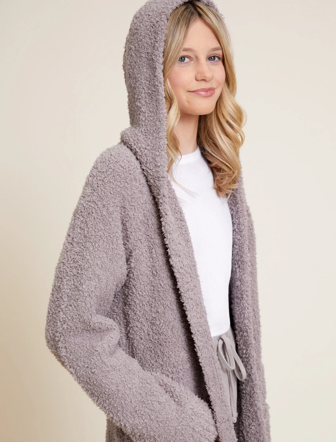 CozyChic® Boucle Youth Hooded Long Coatigan 8 CozyChic® Boucle Youth Hooded Long Coatigan - Image 6