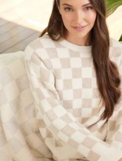CozyChic® Cotton Checkered Pullover 10 CozyChic® Cotton Checkered Pullover -SAP Clothing Shop BFDSS 24 BDWNV22460 Oatmeal Cream 1486